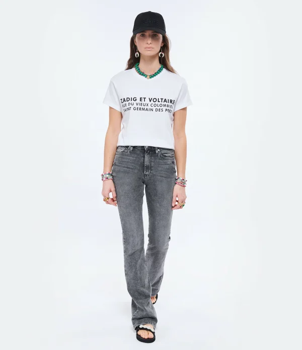 Zadig & Voltaire Tee-shirt Zoe ZV Address Coton Blanc 5