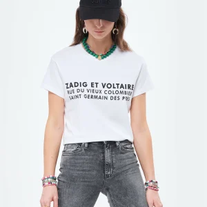 Zadig & Voltaire Tee-shirt Zoe ZV Address Coton Blanc 11