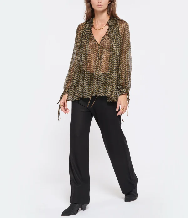 Zadig & Voltaire Blouse Tocade Mousseline Lurex Kaki 5