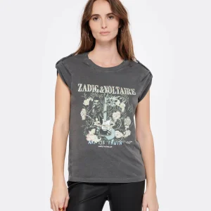 Zadig & Voltaire Tee-shirt Donate Guitare Coton Carbone 8