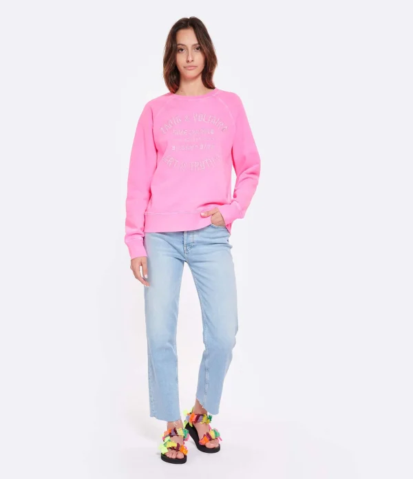 Zadig & Voltaire Sweatshirt Upper Blason Coton Rose Fluo 6