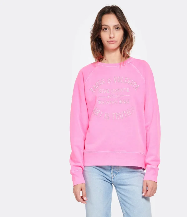 Zadig & Voltaire Sweatshirt Upper Blason Coton Rose Fluo 4