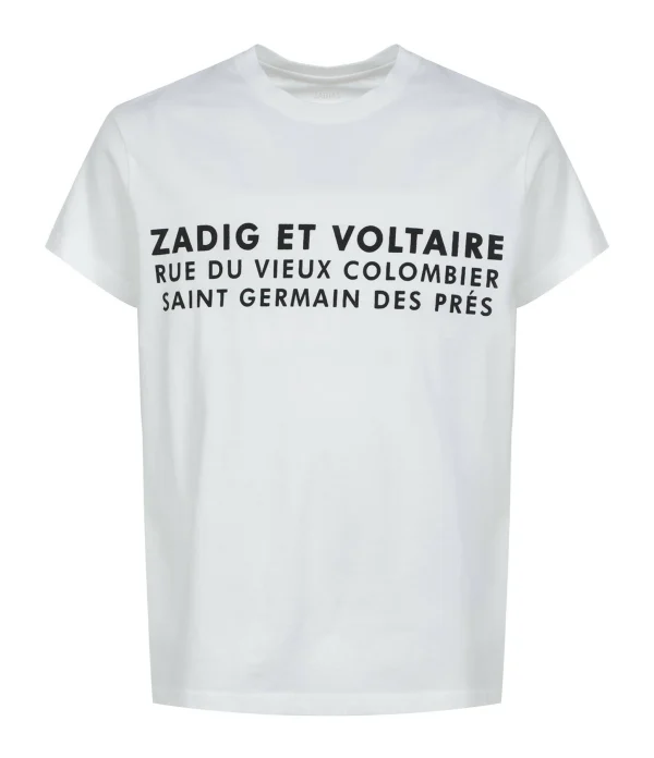 Zadig & Voltaire Tee-shirt Zoe ZV Address Coton Blanc 1