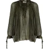 Zadig & Voltaire Blouse Tocade Mousseline Lurex Kaki 19