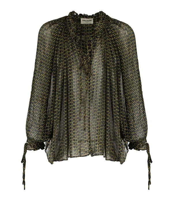 Zadig & Voltaire Blouse Tocade Mousseline Lurex Kaki 1