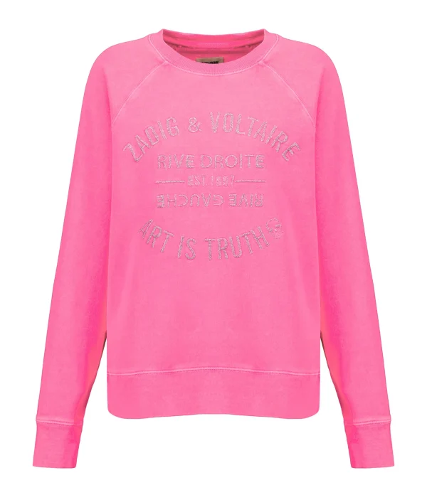 Zadig & Voltaire Sweatshirt Upper Blason Coton Rose Fluo 1