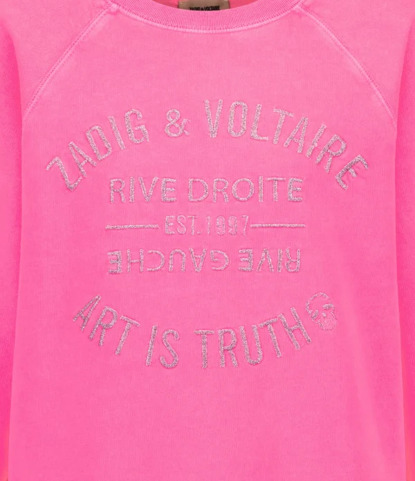 Zadig & Voltaire Sweatshirt Upper Blason Coton Rose Fluo 3