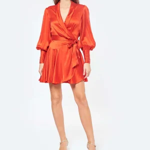 Zimmermann Robe Wrap Soie Rouge 10