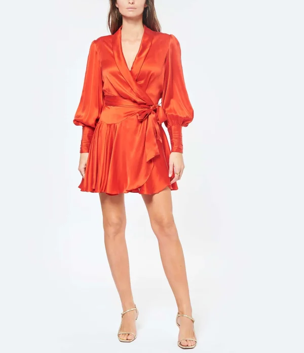 Zimmermann Robe Wrap Soie Rouge 4