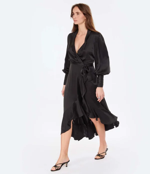 Zimmermann Robe Wrap Soie Noir 4