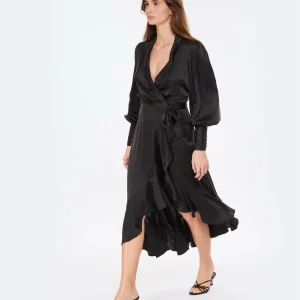 Zimmermann Robe Wrap Soie Noir 10