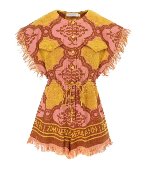 Zimmermann Combinaison Cira Coton Rose Jaune 1