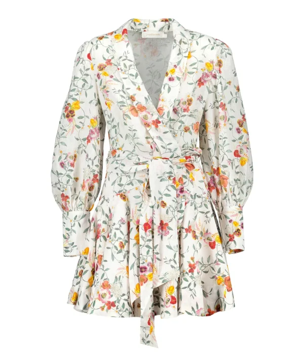 Zimmermann Mini Robe Portefeuille Lin Imprimé 1