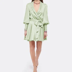 Zimmermann Robe Wrap Soie Vert Clair 10