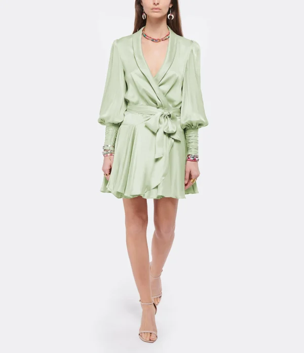 Zimmermann Robe Wrap Soie Vert Clair 4